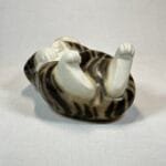 harming Moorside Design Ceramic Cat Figurine, Sleeping Tabby & White "Wellington", Reclining Kitty, Yorkshire, England