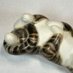 harming Moorside Design Ceramic Cat Figurine, Sleeping Tabby & White "Wellington", Reclining Kitty, Yorkshire, England