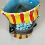 Vintage Italian Ceramic African Lady Head Vase, Retro Kitsch, Hand-Painted, Black & Colourful, Marked Italy, Collectible Vase