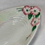 Vintage Maling Lustreware Oval Dish, Apple Blossom Floral Design, 1950s Trinket Dish, Serving Bowl, Iridescent Lustreware