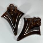 Pair Vintage Ceramic Wall Pockets, Brown, Double Opening