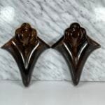 Pair Vintage Ceramic Wall Pockets, Brown, Double Opening