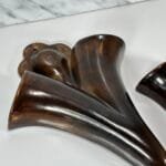 Pair Vintage Ceramic Wall Pockets, Brown, Double Opening