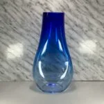 Libera Czech Art Glass Vase, Cobalt Blue Ombre