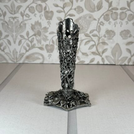 Vintage Art Nouveau Metal Vase - Floral Engraved - Decorative Display