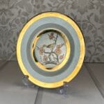 Vintage Chokin Art Plate - 24K Gold Edge - Bird & Cherry Blossom - Yoshinobu Hara