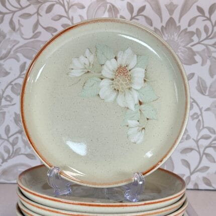 Denby Daybreak Tea/Side Plate - Discontinued Stoneware - Floral Pattern