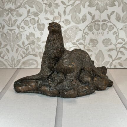 P.J. Dutt Bronze Effect Otter Figurine - Vintage Resin Sculpture