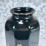 Vintage Black Porcelain Vase, Hummingbird, Iris & Lotus Flowers, 11" Oriental Decor