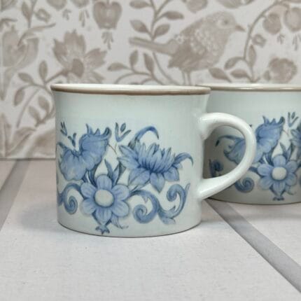 Royal Doulton Inspiration Lambeth Stoneware Coffee Mugs - Set of 3 - Blue Floral
