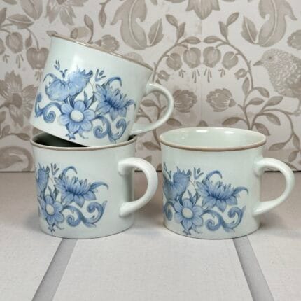 Royal Doulton Inspiration Lambeth Stoneware Coffee Mugs - Set of 3 - Blue Floral