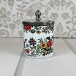 Vintage Royal Kendal Jam/Mustard Jar, Silver Lid, Floral, Staffordshire, England