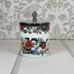 Vintage Royal Kendal Jam/Mustard Jar, Silver Lid, Floral, Staffordshire, England