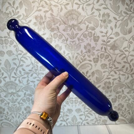 Antique Bristol Blue Glass Rolling Pin, Hand-Blown, 19th Century, Circa 1860
