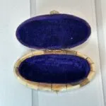 Vintage Handcrafted Camel Bone Oval Box, Brass Inlay, Jewelry/Trinket Box, India
