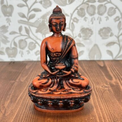 Amitabha Buddha Statue, Red Resin, Tibetan Figure, Meditative Pose, Decorative