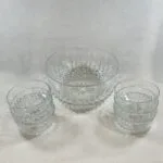 Vintage Arcoroc Glass Bowl Set - Starburst Diamond Pattern - Serving & Salad Bowls - France
