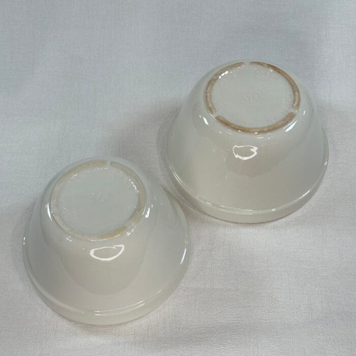 2x Vintage Mason Cash Pudding Basins - S36 & S30 - Cream White Stoneware Bowls