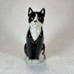 Ceramic Black & White Cat Ornament, Hand-Painted