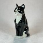 Ceramic Black & White Cat Ornament, Hand-Painted