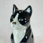 Ceramic Black & White Cat Ornament, Hand-Painted