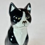 Ceramic Black & White Cat Ornament, Hand-Painted