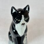 Ceramic Black & White Cat Ornament, Hand-Painted