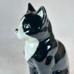 Ceramic Black & White Cat Ornament, Hand-Painted