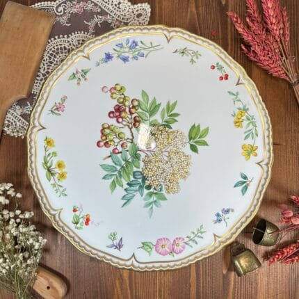 Royal Worcester Sandringham Cake/Gateau Plate, 13", Bone China, Floral, Gold Gilding
