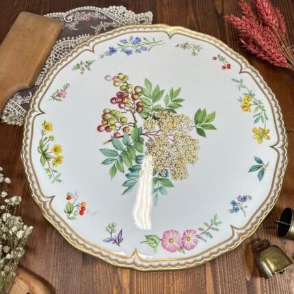 Royal Worcester Sandringham Cake/Gateau Plate, 13", Bone China, Floral, Gold Gilding