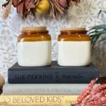 Pair Retro Vintage Stoneware Storage Jars w/ Cork Lids, 1980s/90s, Rustic Kitchen