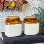 Pair Retro Vintage Stoneware Storage Jars w/ Cork Lids, 1980s/90s, Rustic Kitchen