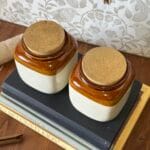 Pair Retro Vintage Stoneware Storage Jars w/ Cork Lids, 1980s/90s, Rustic Kitchen