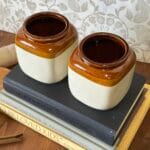 Pair Retro Vintage Stoneware Storage Jars w/ Cork Lids, 1980s/90s, Rustic Kitchen
