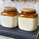 Pair Retro Vintage Stoneware Storage Jars w/ Cork Lids, 1980s/90s, Rustic Kitchen