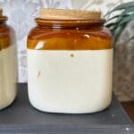 Pair Retro Vintage Stoneware Storage Jars w/ Cork Lids, 1980s/90s, Rustic Kitchen