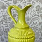 Vintage French Yellow Milk Glass Vase/Jug/Pitcher, 1960s/70s, 12"