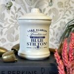 Long Clawson Blue Stilton Cheese Stoneware Lidded Pot Jar, London Pottery