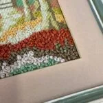 Vintage Needlepoint Framed Artwork, Autumn Scene, Handmade, Ready to Hang