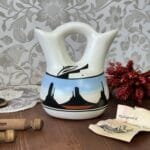 Vintage Native American Pottery Wedding Vase, Arizona Scene, Signed Jacinda Dineh