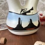 Vintage Native American Pottery Wedding Vase, Arizona Scene, Signed Jacinda Dineh