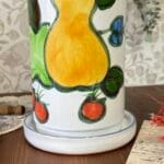 Vintage Hand-Painted Pottery Wine Cooler/Utensil Holder, Fruit Design, Possibly Portuguese