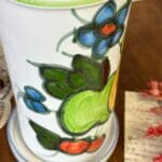 Vintage Hand-Painted Pottery Wine Cooler/Utensil Holder, Fruit Design, Possibly Portuguese