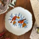 Vintage Winter Birds Plate Gilt Edge Korea Decorative Hanging Display