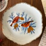 Vintage Winter Birds Plate Gilt Edge Korea Decorative Hanging Display