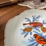 Vintage Winter Birds Plate Gilt Edge Korea Decorative Hanging Display