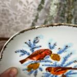 Vintage Winter Birds Plate Gilt Edge Korea Decorative Hanging Display