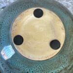 Vintage Ceramic Luminary Vase Turquoise Green Reactive Glaze Cut Out