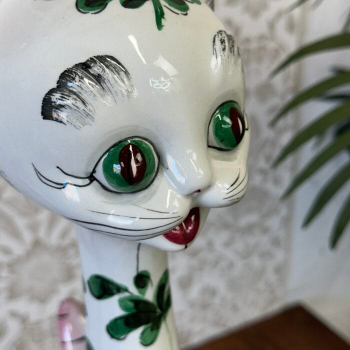 Large Vintage Italian Ceramic Cat 55cm Tall Retro Kitsch 1960s 70s Hand Painted
