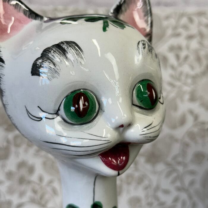 Large Vintage Italian Ceramic Cat 55cm Tall Retro Kitsch 1960s 70s Hand Painted